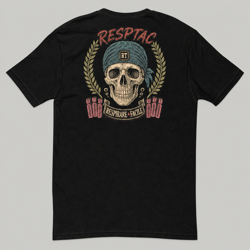 RESPIRARE FACILE TEE back, neutral gray studio background