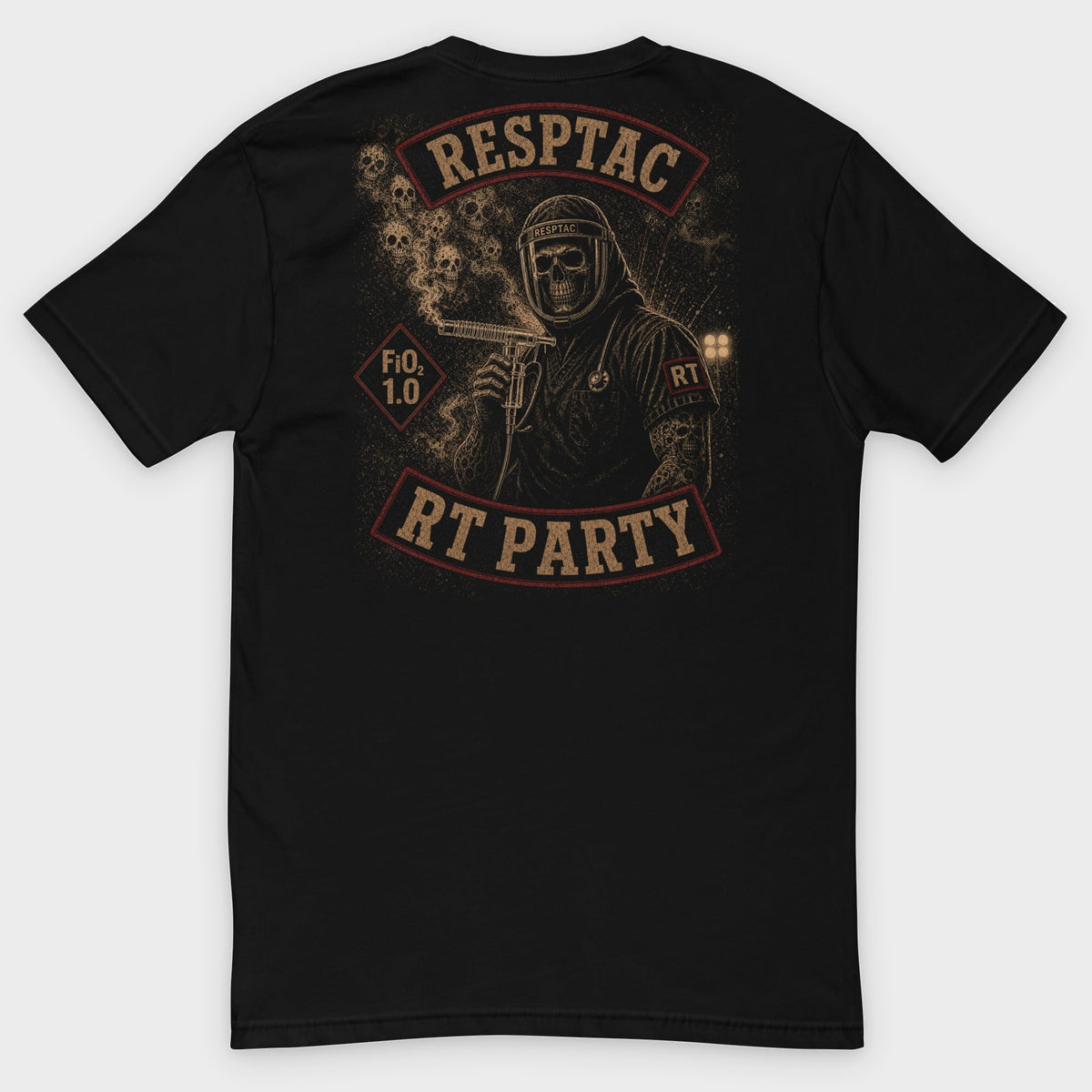 RT PARTY tee back print, studio background