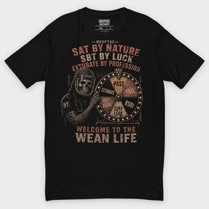WEAN LIFE tee front, studio background