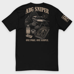 ABG SNIPER tee back print, studio background