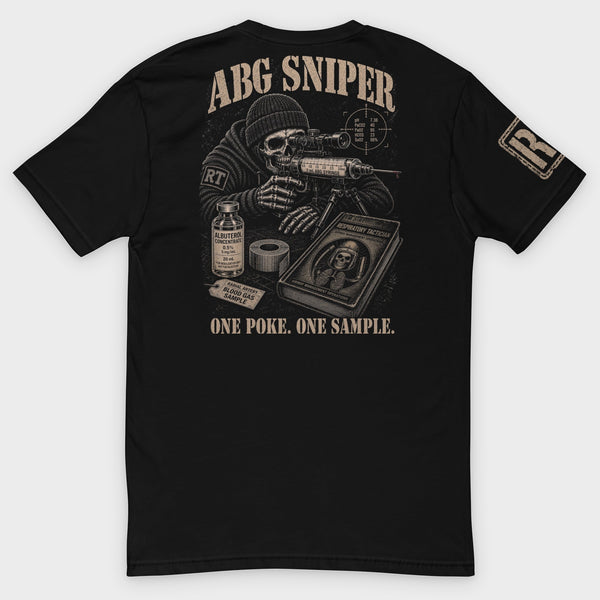 ABG SNIPER tee back print, studio background
