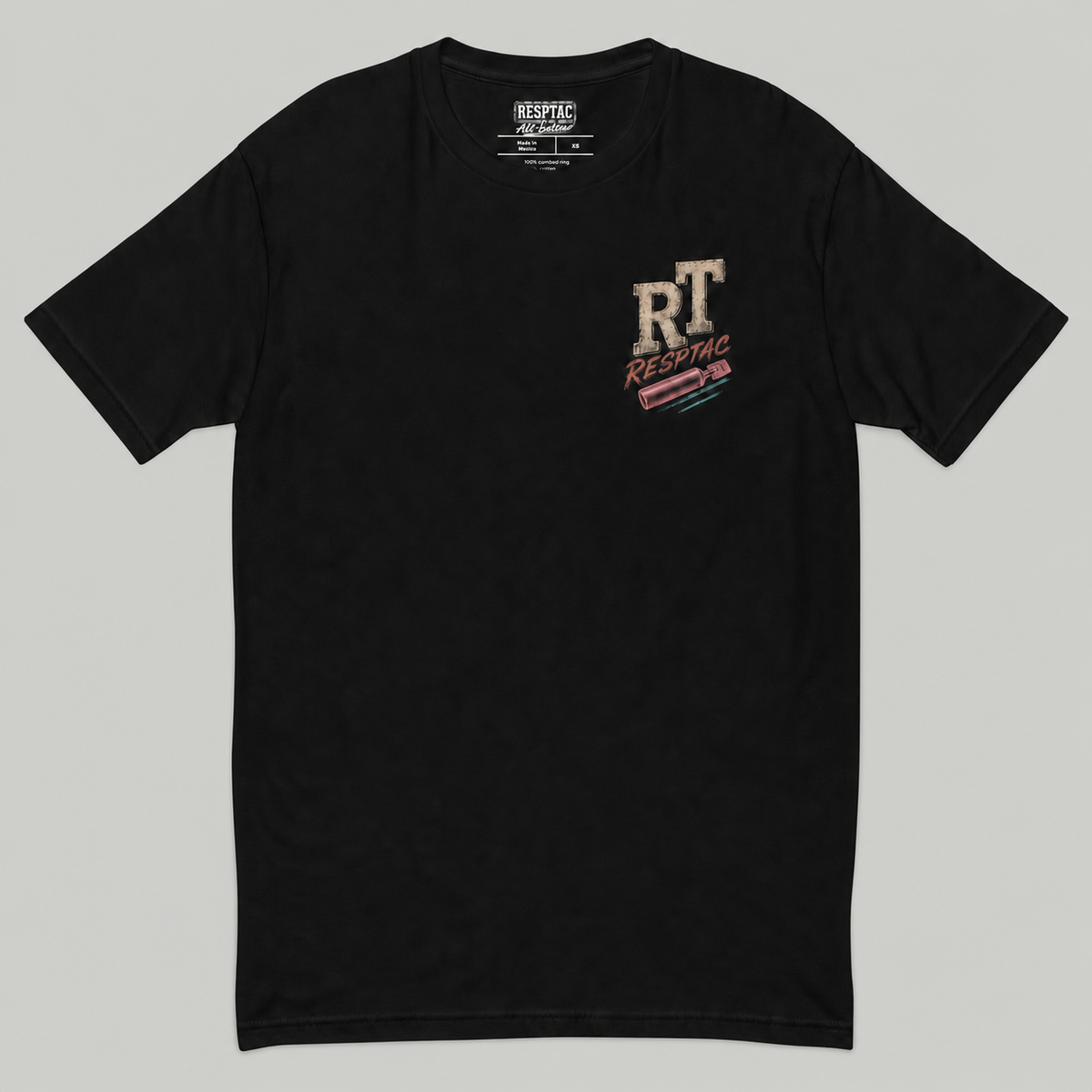 RESPIRARE FACILE TEE front, neutral gray studio background