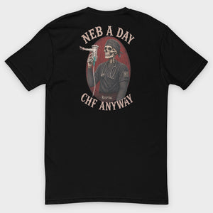 NEB A DAY tee back print, studio background